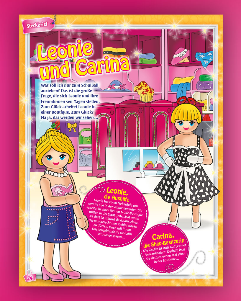 Zwei Playmobil-Figuren in einer Boutique; die linke Figur ist 